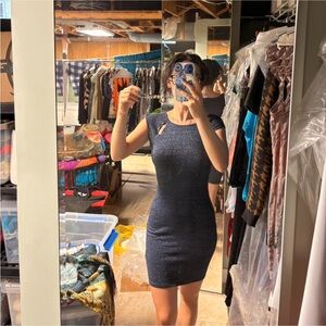 Express Shimmering Navy Mini Dress